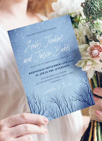Download Printable Snowfall Winter Wedding Invitation PDF