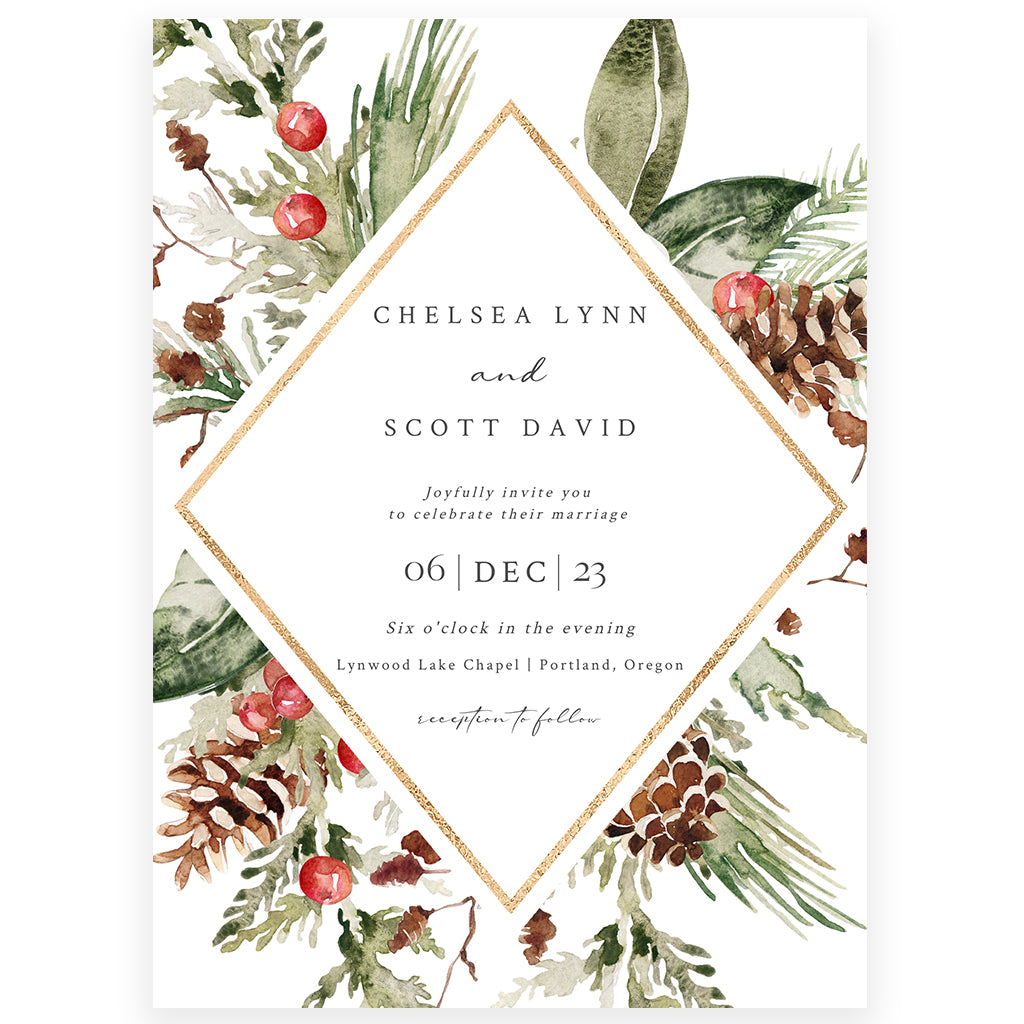 Rustic Winter Wedding Invitation | Forever Your Prints
