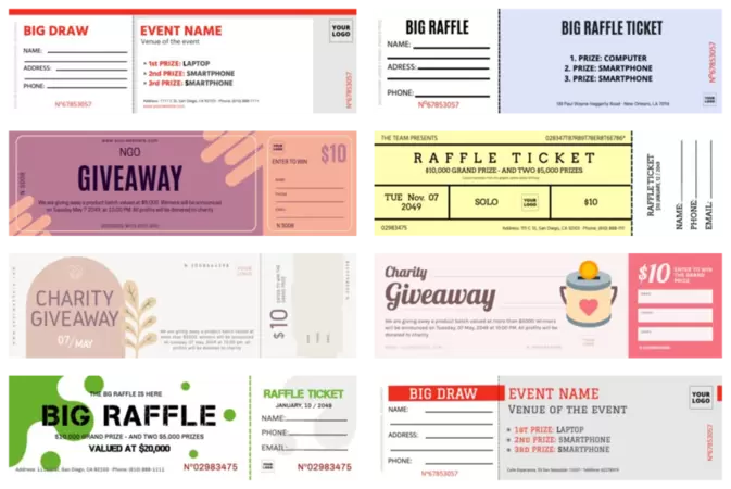 Printable Raffle Ticket Templates