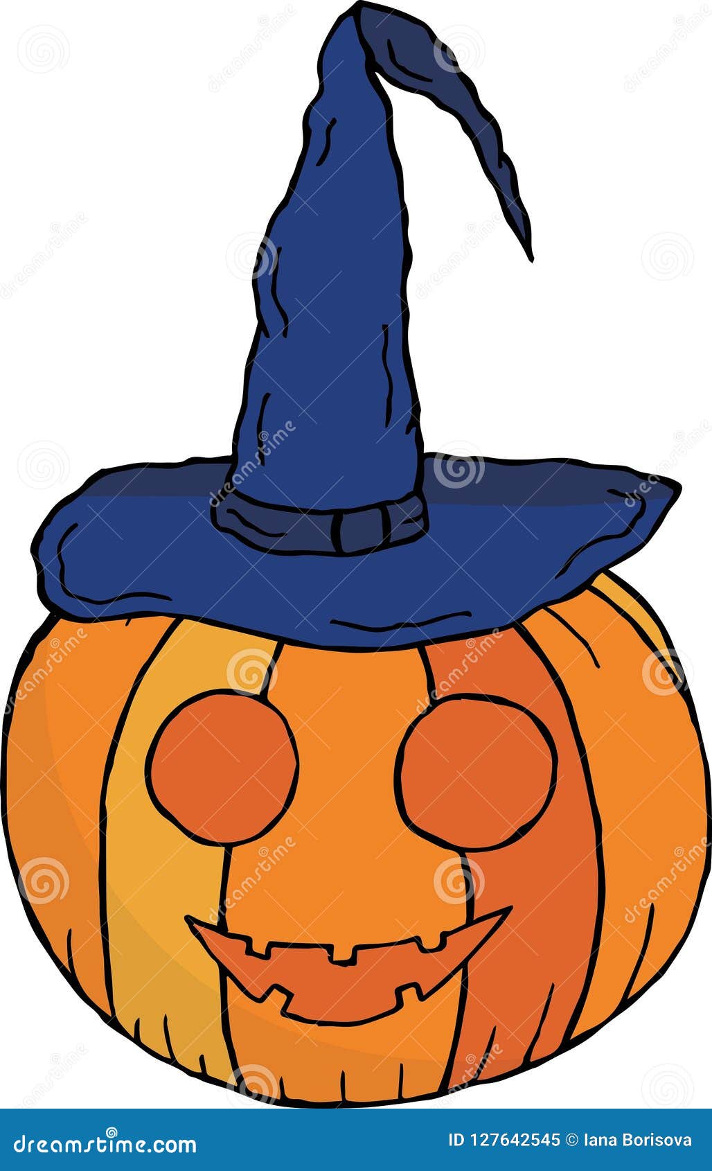 Pumpkin with Mouth and Eyes in a Witch`s Cap. for Halloween ...