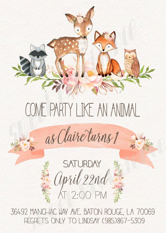 printable woodland birthday party invitations