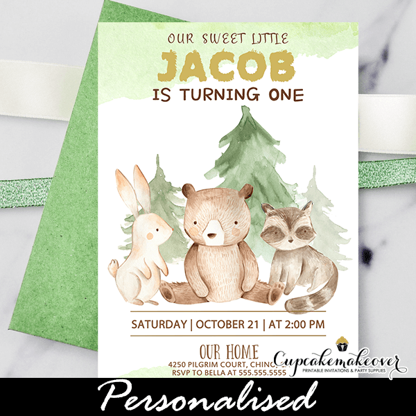 Free printable woodland birthday party invitations, Download Free ...