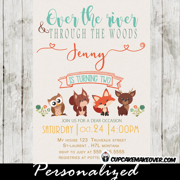 printable woodland birthday party invitations