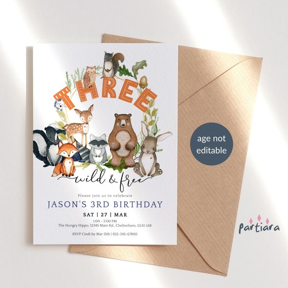printable woodland birthday party invitations