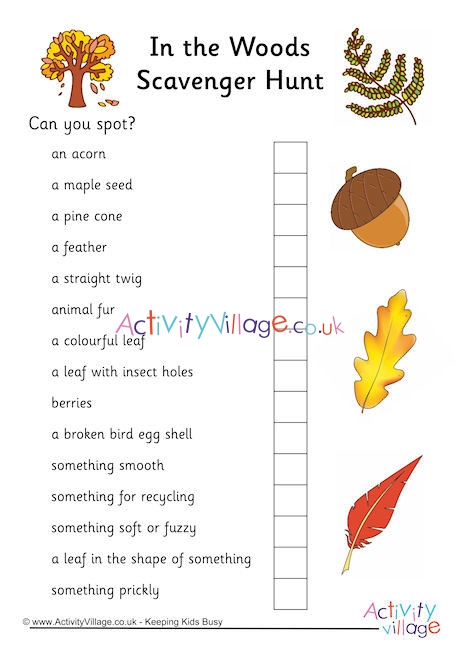 printable woods scavenger hunt