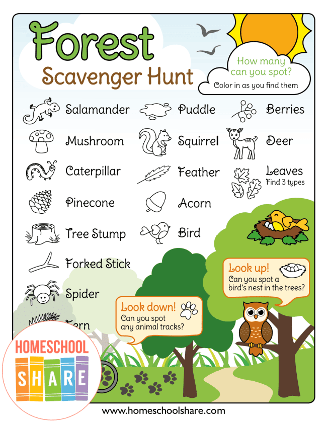 printable woods scavenger hunt