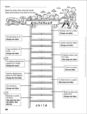 Childhood Word Ladder (Grades 4-6) | Printable Skills Sheets ...