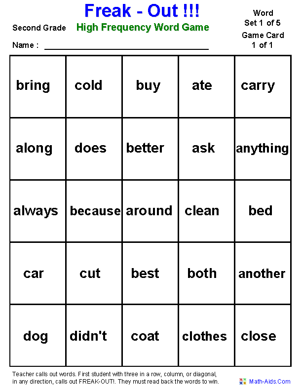 printable word games for 6th graders
