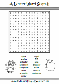Puzzle Sheets - Word Search - Kids Puzzles and Games
