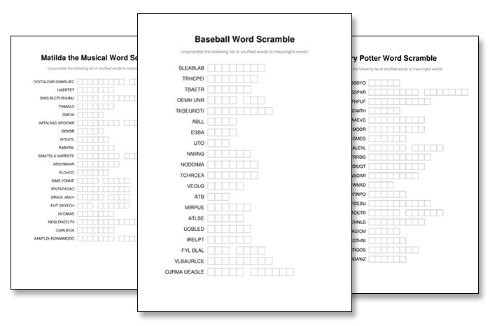 100 Printable Word Scramble Puzzles With Answers | Just Family Fun