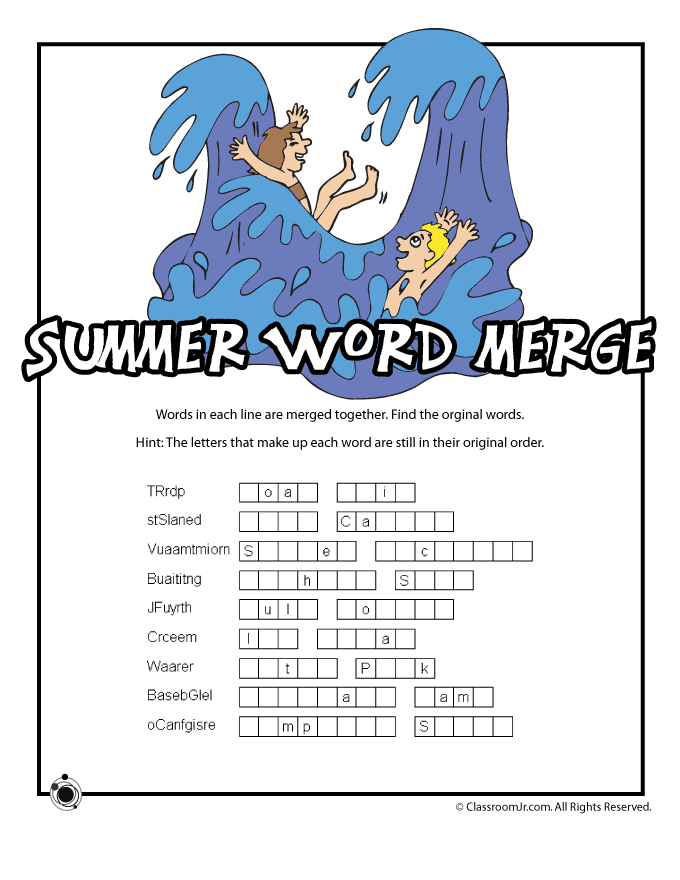 printable word games with answers