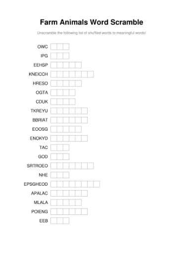 100 Printable Word Scramble Puzzles With Answers | Just Family Fun