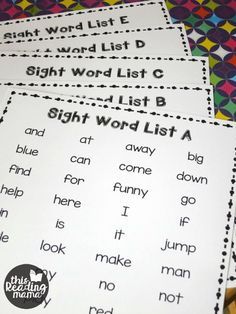 Printable Sight Words List - Dolch Sight Words and Frys List