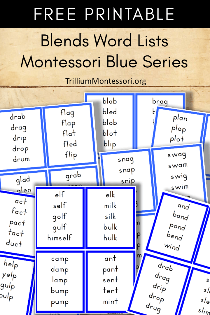 Consonant Blends Word List: Free Montessori Printable