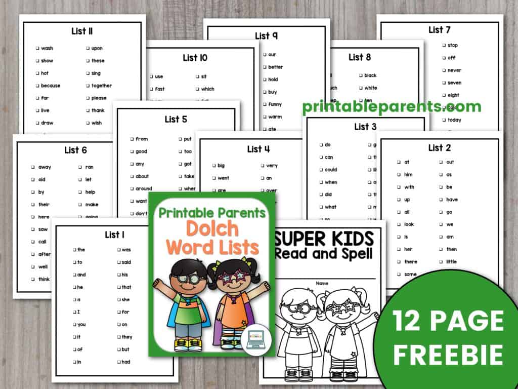 Free Sight Words List Printable - Printable Parents - Worksheets Library