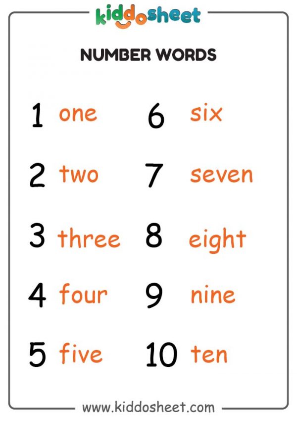 Number Words Free Printable Files - Kiddosheet