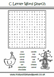 printable word search 5 year old