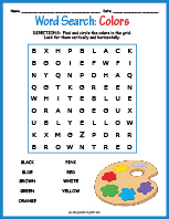 printable word search 5 year old