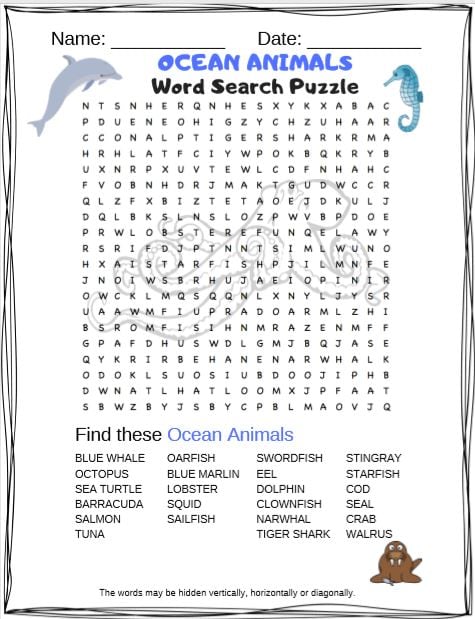 Free Printable Word Searches for Kids - Puzzletainment Publishing