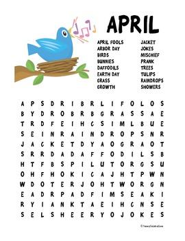 printable word search april