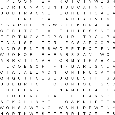 printable word search canada