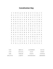 Constitution Day Word Search - printable puzzles.