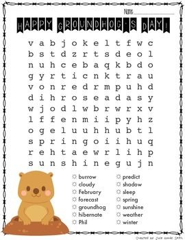printable word search groundhog day