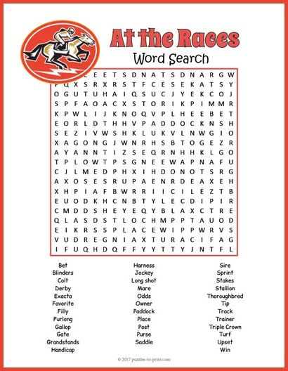 printable word search horses