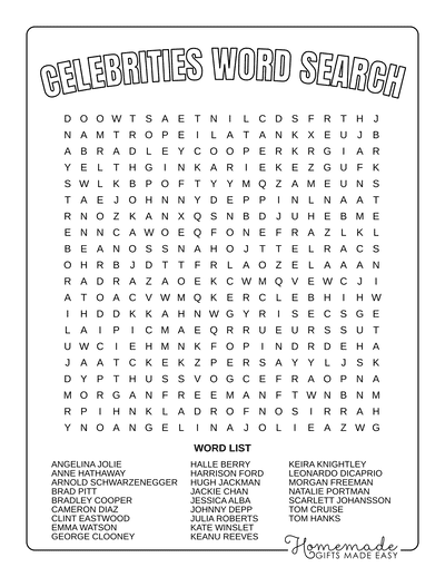 printable word search in english