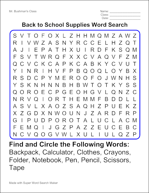printable word search maker free