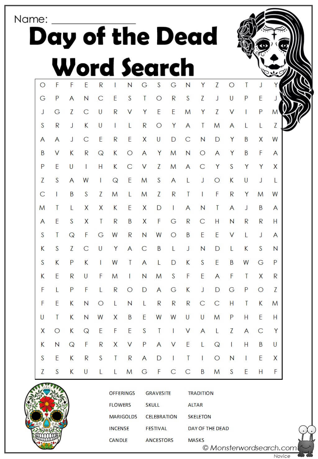 printable word search of the day
