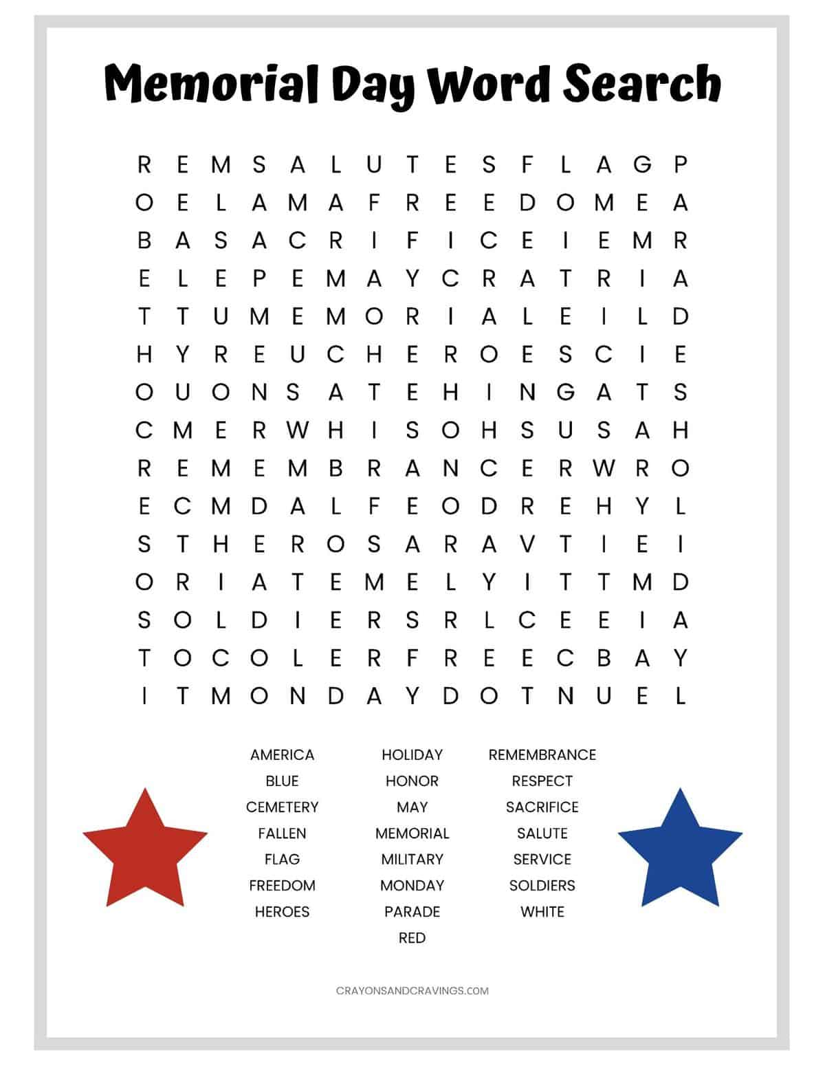 printable word search of the day