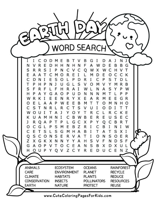 Free Printable Earth Day Word Search Puzzles for Kids Cute Free Printable Earth Day Word Search Puzzles for Kids Cute