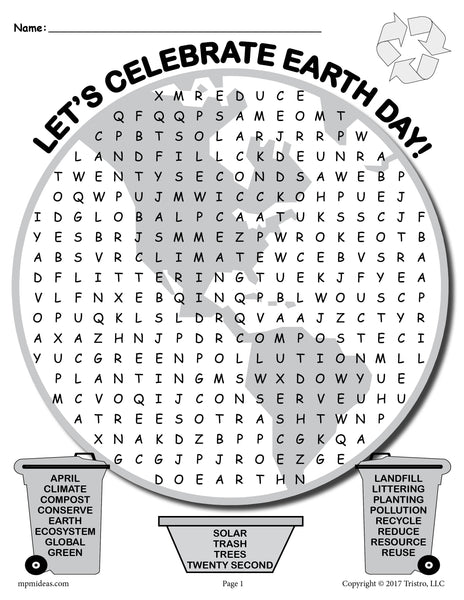 printable word search of the day
