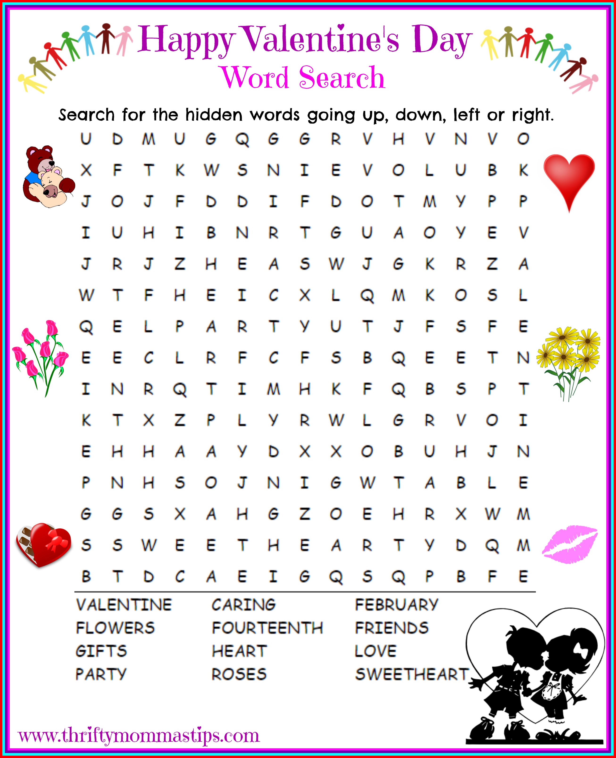 Happy Valentines Day Word Search Printable — Thrifty Mommas Tips