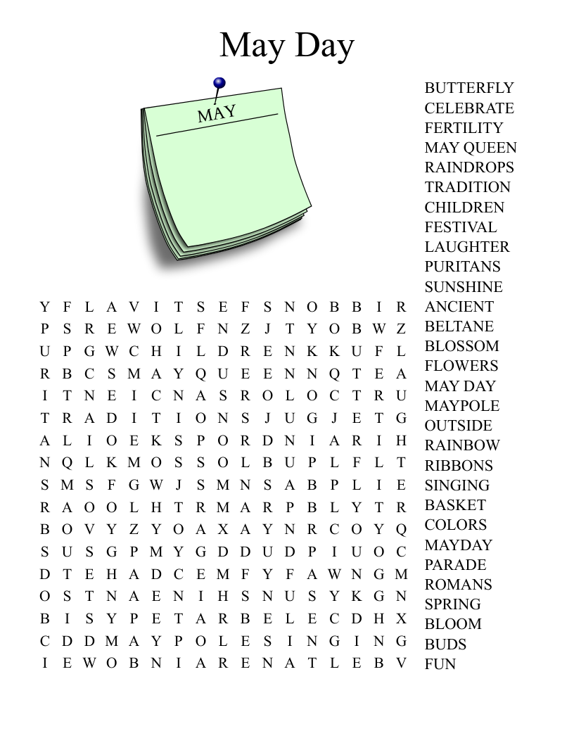 printable word search of the day
