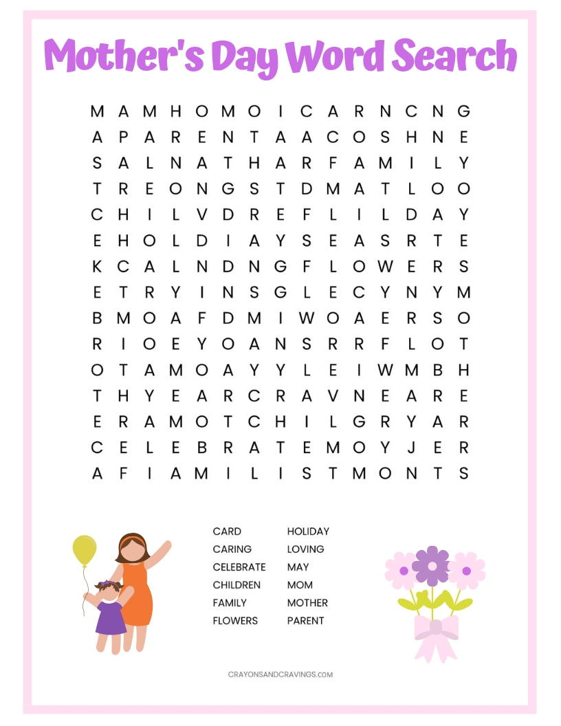 Mothers Day Word Search Printable | AllFreePaperCrafts.com
