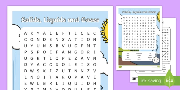 printable word search on matter