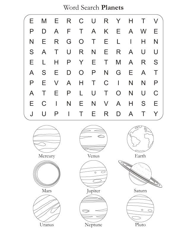 printable word search on planets