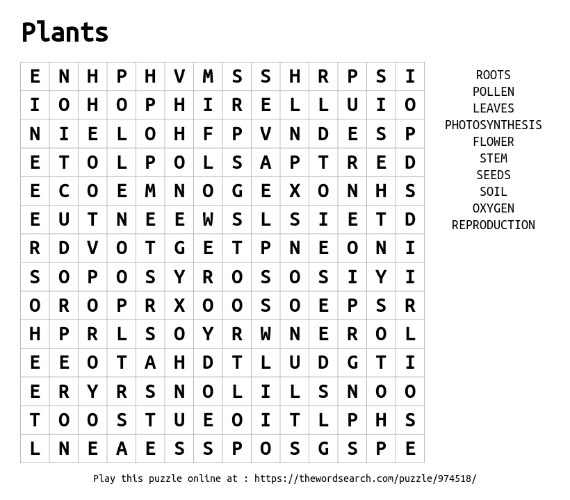 Download Word Search on Plants