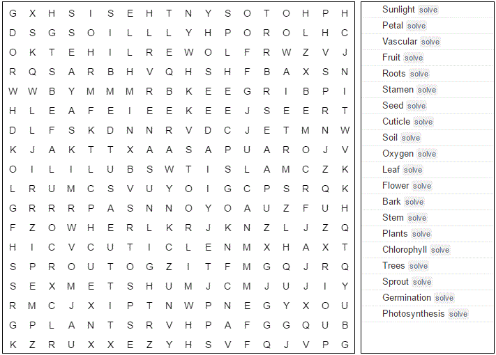 printable word search plants