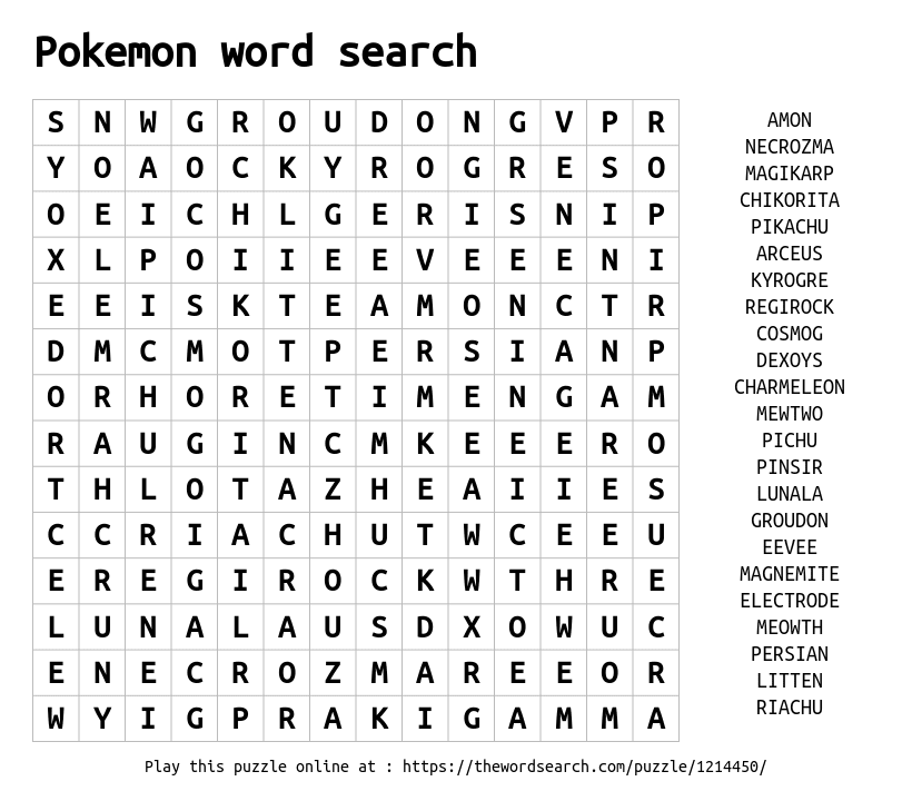 printable word search pokemon