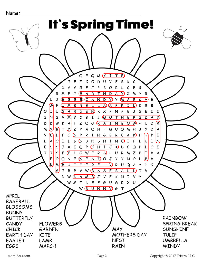 Printable Spring Word Search!