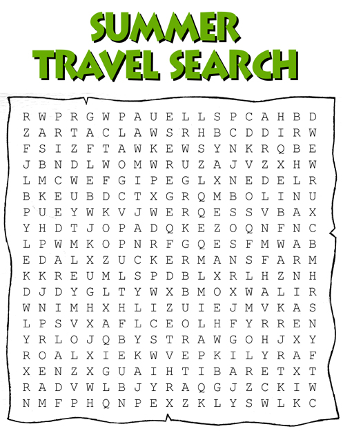 printable word search vacation