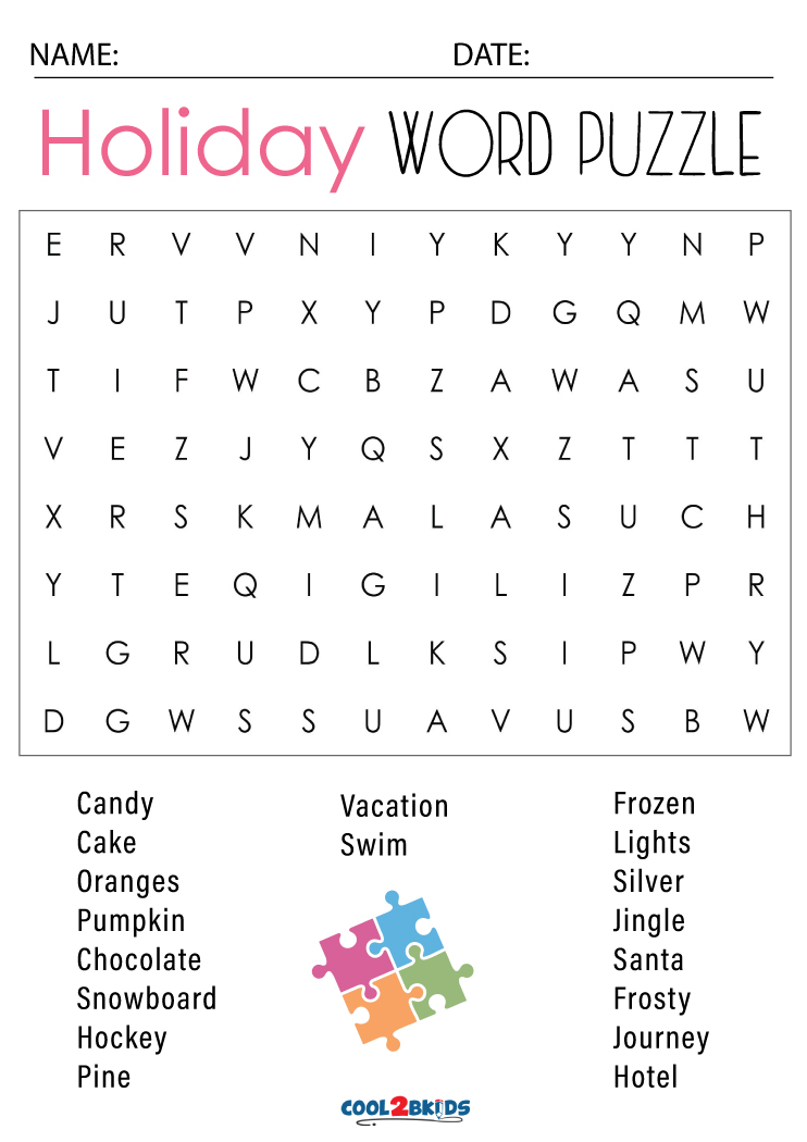 Printable Holiday Word Search - Cool2bKids