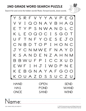 2nd Grade Word Search Spelling (Unit 7)  