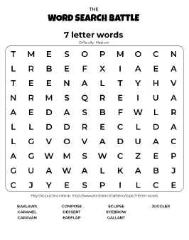printable word searches 7th grade worksheet