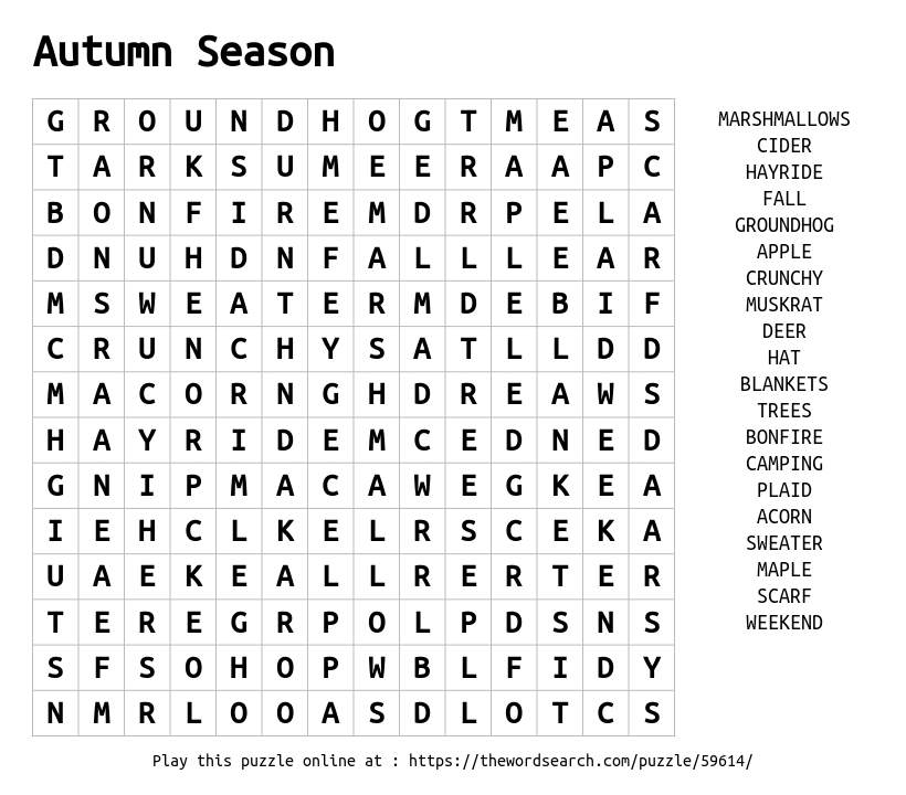 printable word searches autumn