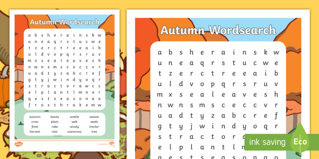 printable word searches autumn