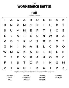 printable word searches autumn